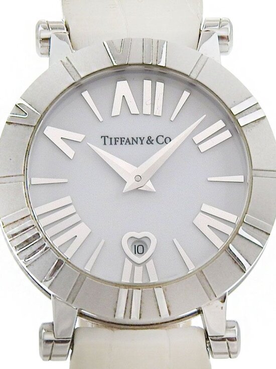 Tiffany & Co Atlas Stainless Steel Leather Silver Kuo Analog Display White Dial main image 5